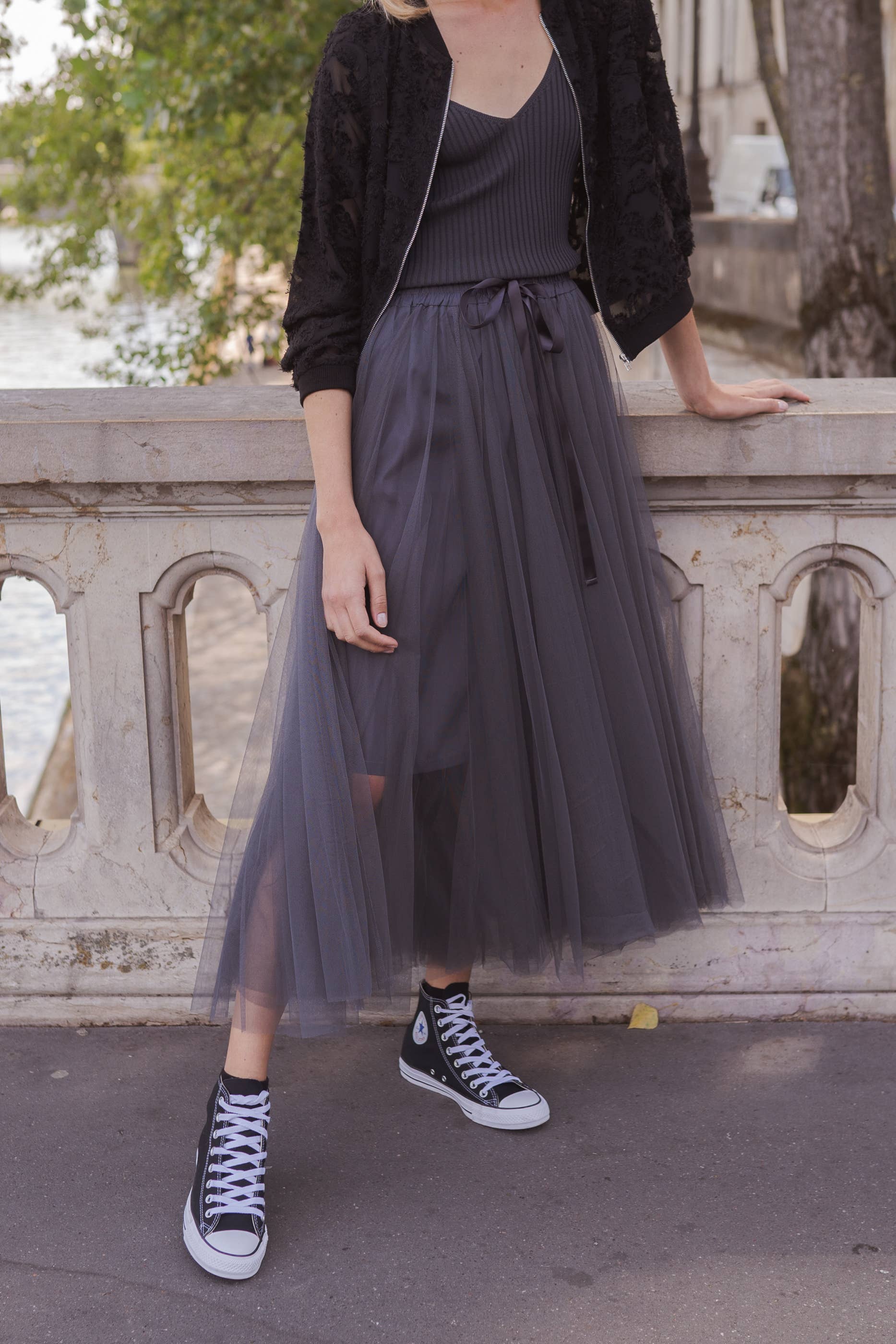 Choklate Paris - Langer Tüllrock Aria in Grau - Eleganter Tüllrock