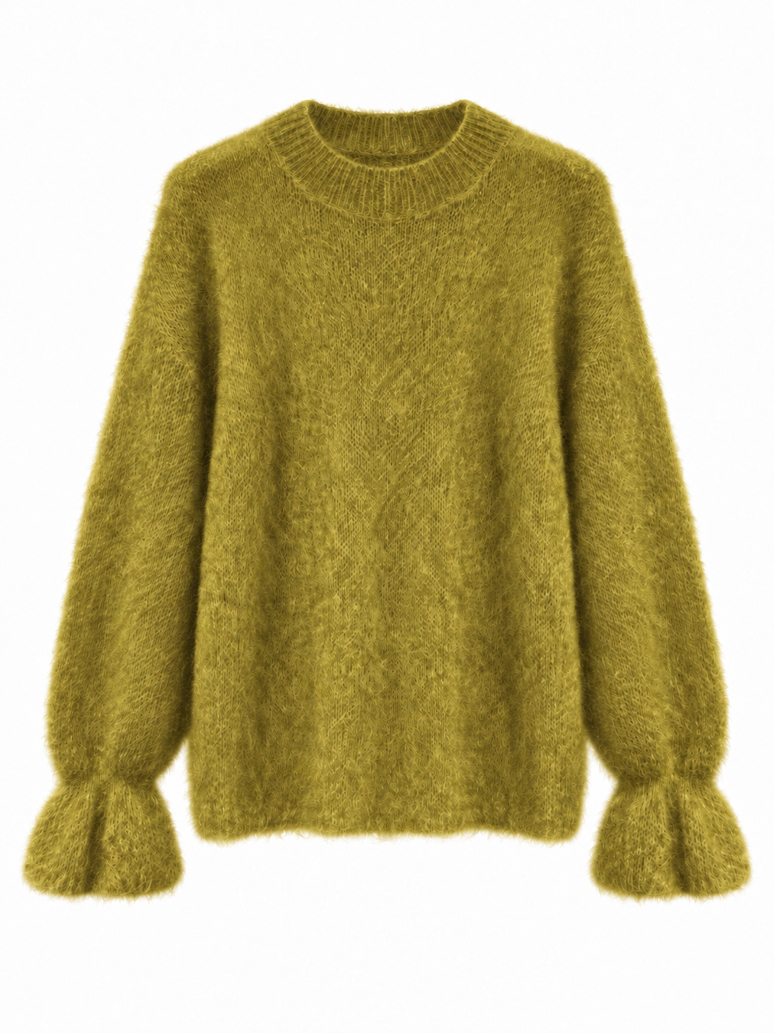 Hochwertiger Mohair-Pullover mit Volant-Ärmeln: Burnt Maroon / Einheitsgröße