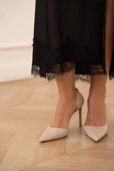 Choklate Paris - Asymmetrischer Satinrock in Braun mit Spitzendetails