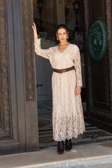 Choklate Paris - Ensemble Maël - Bluse & Spitzenrock in Taupe - Elegantes Zweiteiler-Set