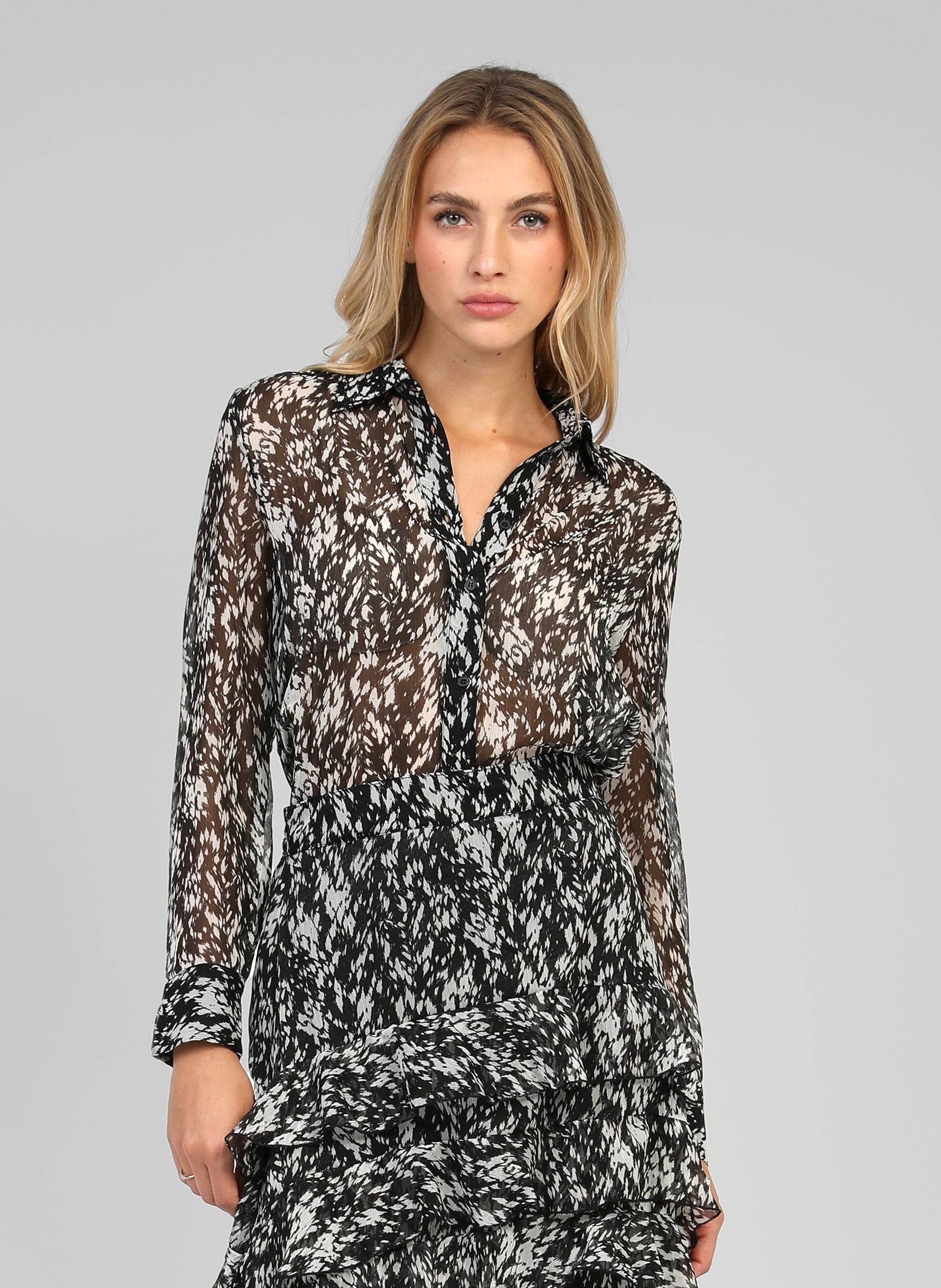 An'ge Paris Hemd Sabery  in Schwarz-Weiß - Semitransparent