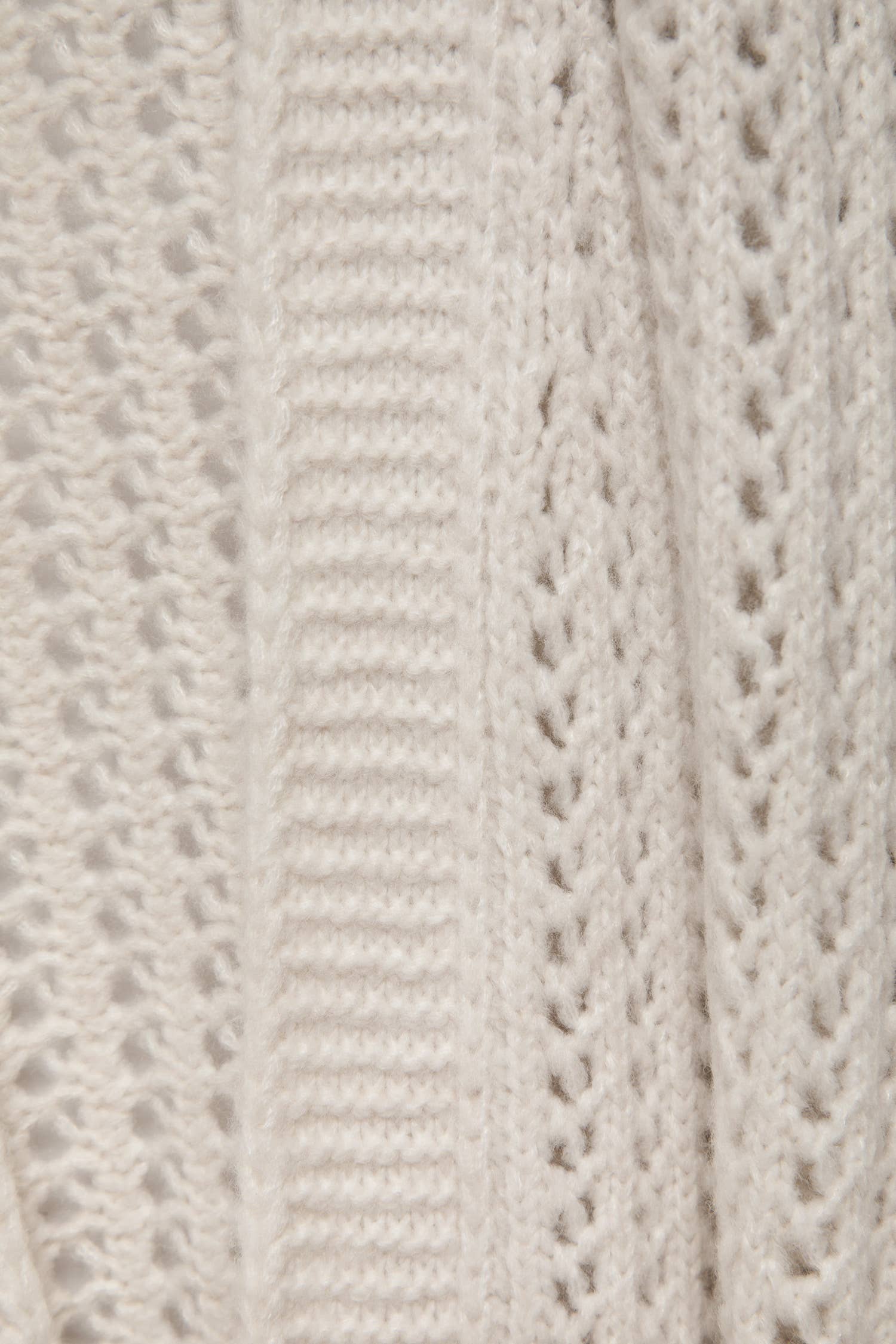 Lanidor - Lange Strickjacke in femininem Lochstrickmuster mit Gürtel in Beige