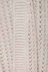 Lanidor - Lange Strickjacke in femininem Lochstrickmuster mit Gürtel in Beige