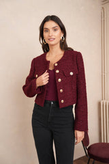 Jenny kurze Jacke aus Pailletten-Tweed - CK08346-1: Bordeaux / 1S-1L