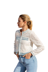 Choklate Paris aus Spitze mit Jeansbesätzen Weiß Kurz