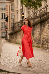 Choklate Paris Hemdblusenkleid aus Baumwollmix - Koralle