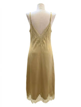 Ciminy Satinkleid Ilys Gold-Gelb – langes Kleid mit Spitze