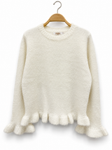 Audrey Paris Strickpullover mit Rüschen Creme