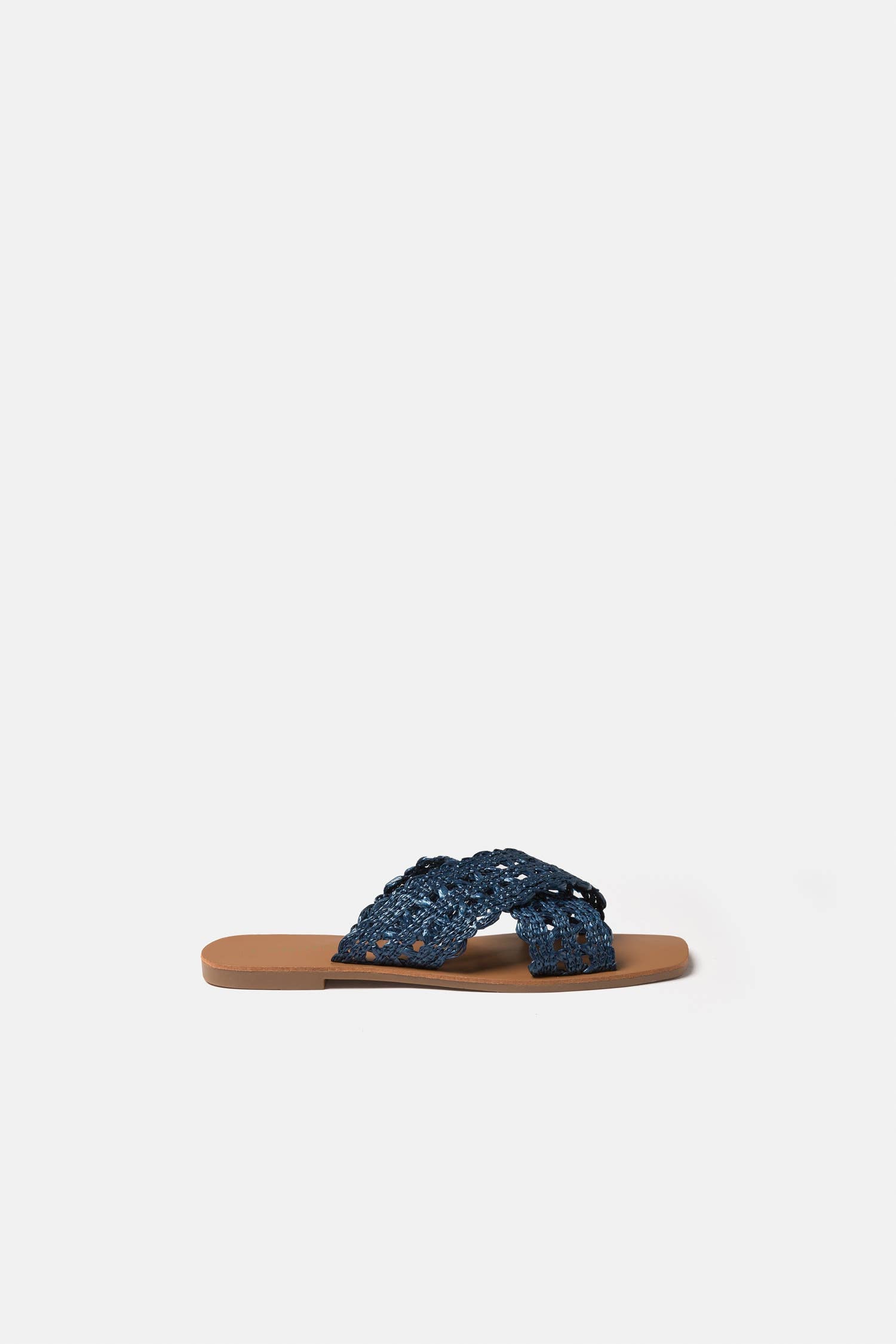 Lanidor Sandale "Saphira" - Flache Sommerschuhe in Flechtoptik - Mittelblau