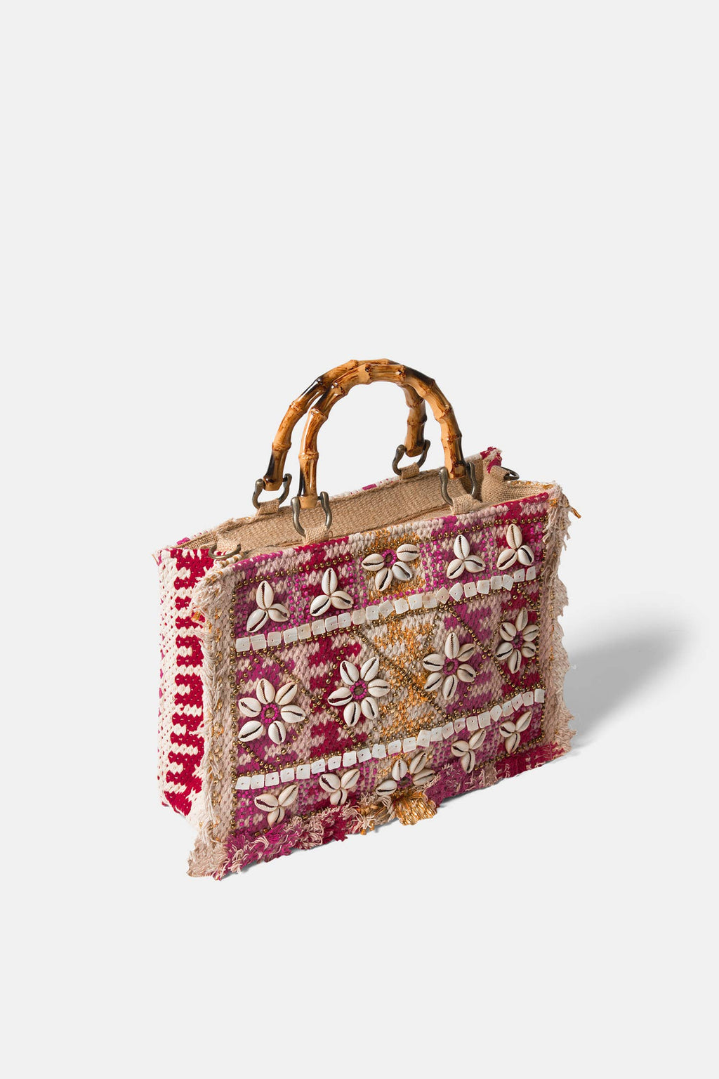 Lanidor Tasche mit Kaurimuscheln - Pink - Gold - Bohodetails