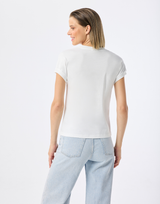 Leo & Ugo - T-Shirt "Carolina" in cremigem Weiß - Mit floralem Glitzerperlen-Design