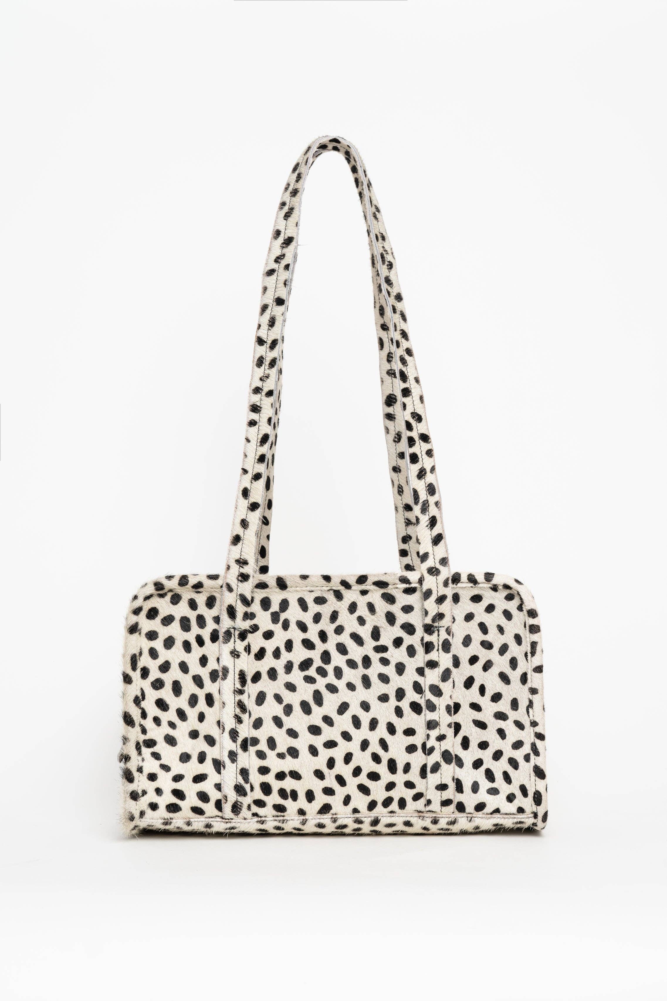 Piti Cuiti - Sintra Shopper-Tasche Dalmatiner-Print - Weiß-Schwarz - Leder mit Felltextur