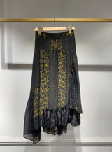 Choklate Paris asymmetrischer Leopardenrock mit Spitze Khaki
