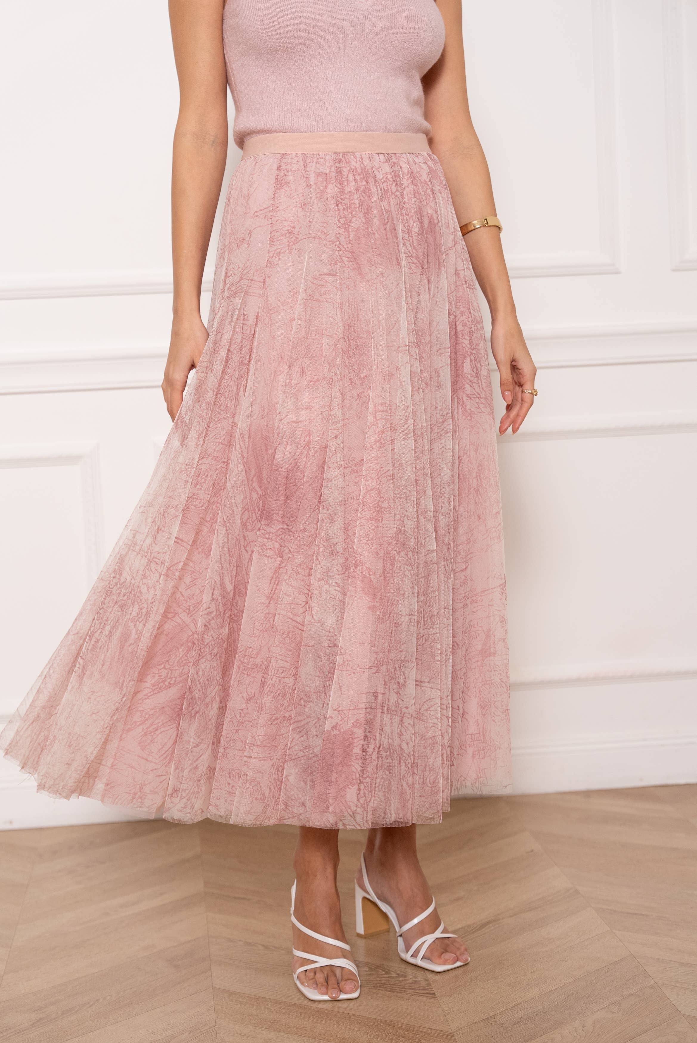 Choklate Paris Tüllrock Ambre mit Toile-de-Jouy-Print Rosa