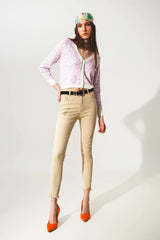 Q2 Leichte Strickjacke - Cardigan Animalprint - Flieder  Cropped & Trendy