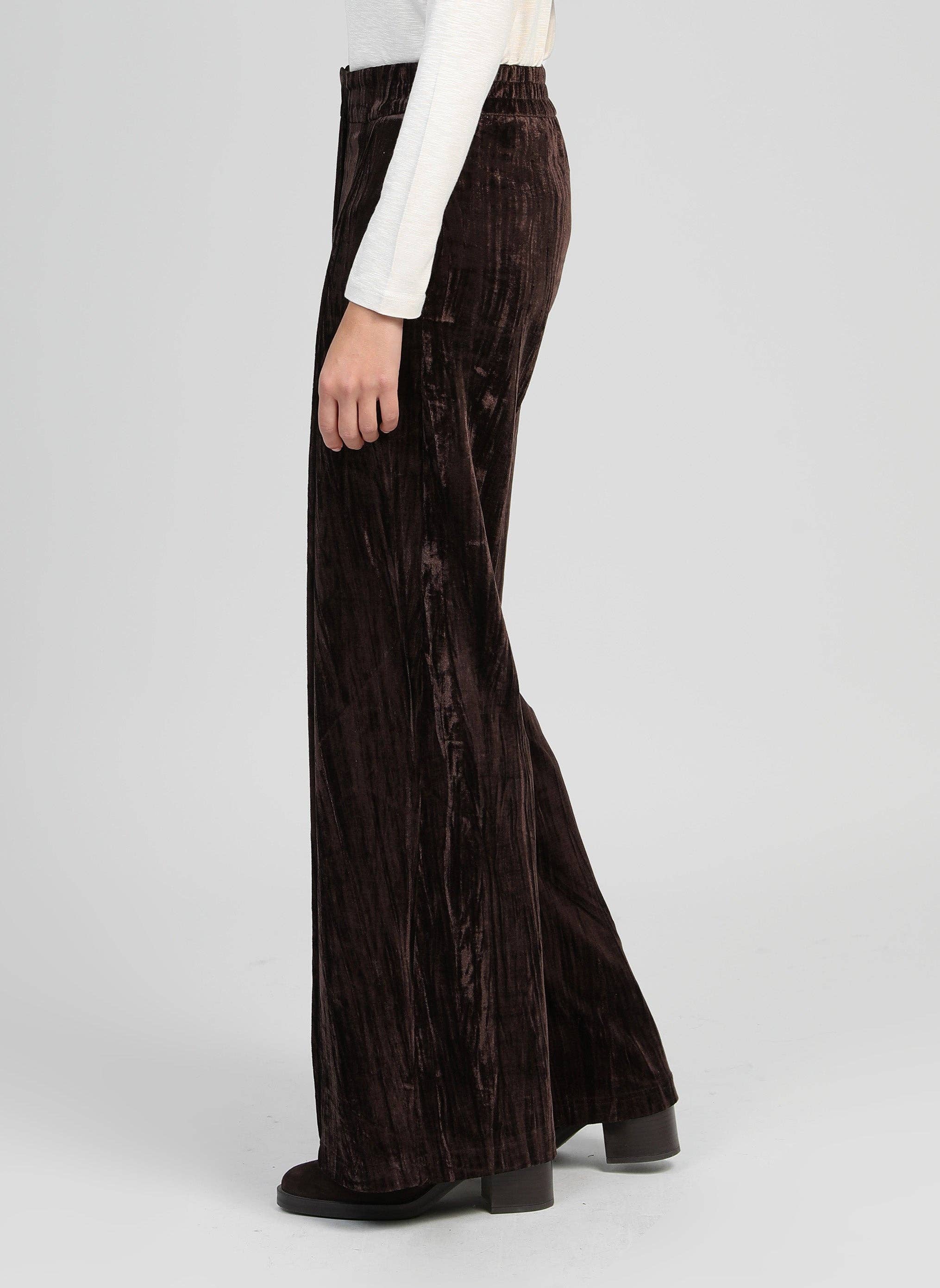 An'ge Paris Hose "Patrilou"  Samt Schokoladenbraun -  Weite Passform