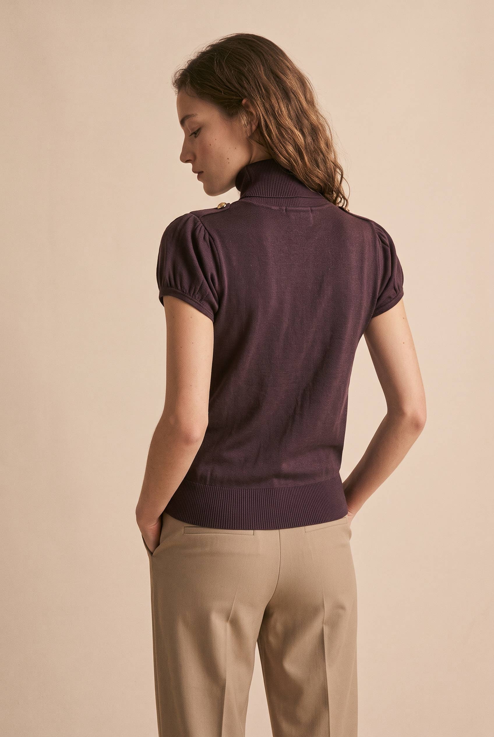 Top Alex aus Strick mit Rollkragen - 3284: Taille unique / Ecru