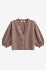 Tamba flauschiger Strickcardigan mit V-Ausschnitt Shipwreck-Taupe