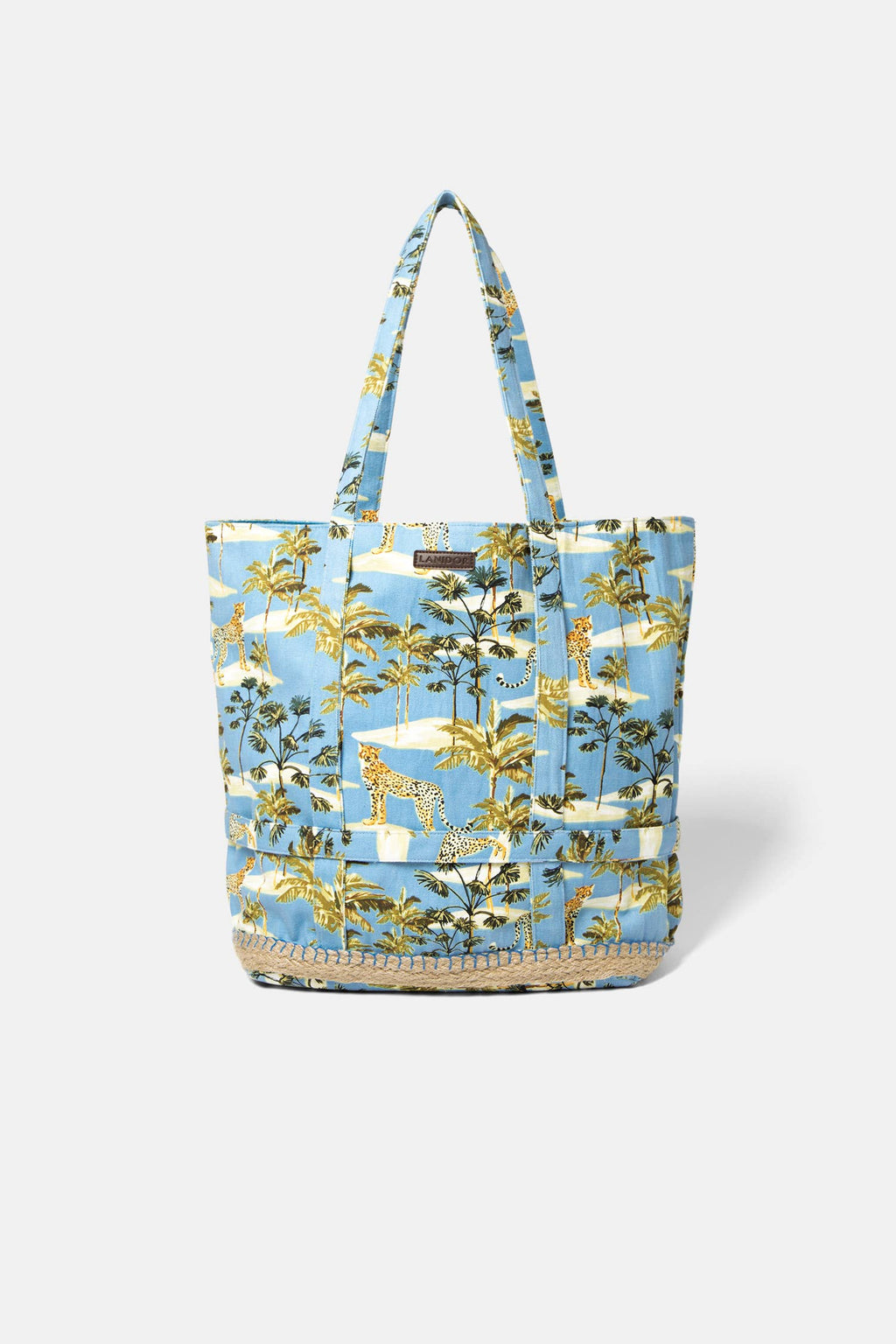 Landidor Strandtasche/Shopper "Palmenprint" - Tropisches Design in Hellblau