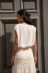 Choklate Paris Alizée Strick-T-Shirt Ecru