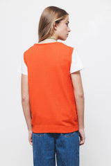 Lanidor - Pullunder aus feinem Strick in leuchtendem Orange - Ärmellos