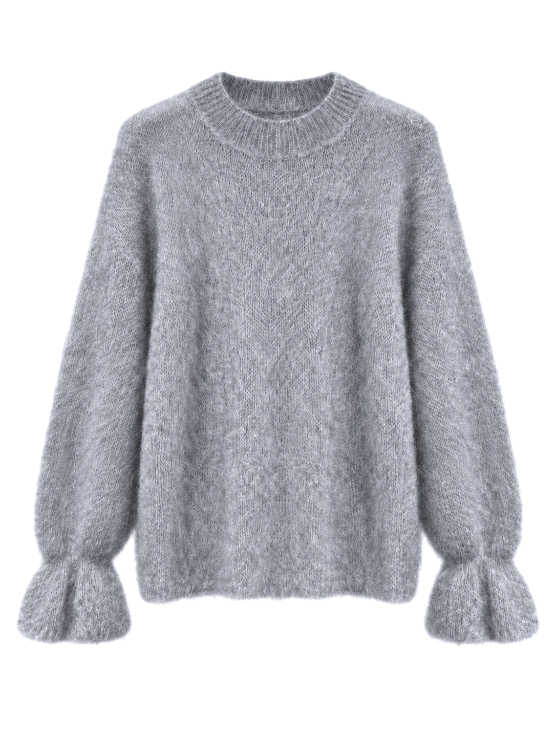 Hochwertiger Mohair-Pullover mit Volant-Ärmeln: Burnt Maroon / Einheitsgröße