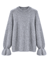 Hochwertiger Mohair-Pullover mit Volant-Ärmeln: Bubblegum / Einheitsgröße