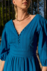 Choklate Paris Maxikleid Taylor aus durchbrochener Baumwolle Königsblau