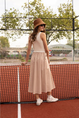Choklate Paris Polokleid Suzanne Ecru Beige Materialmix
