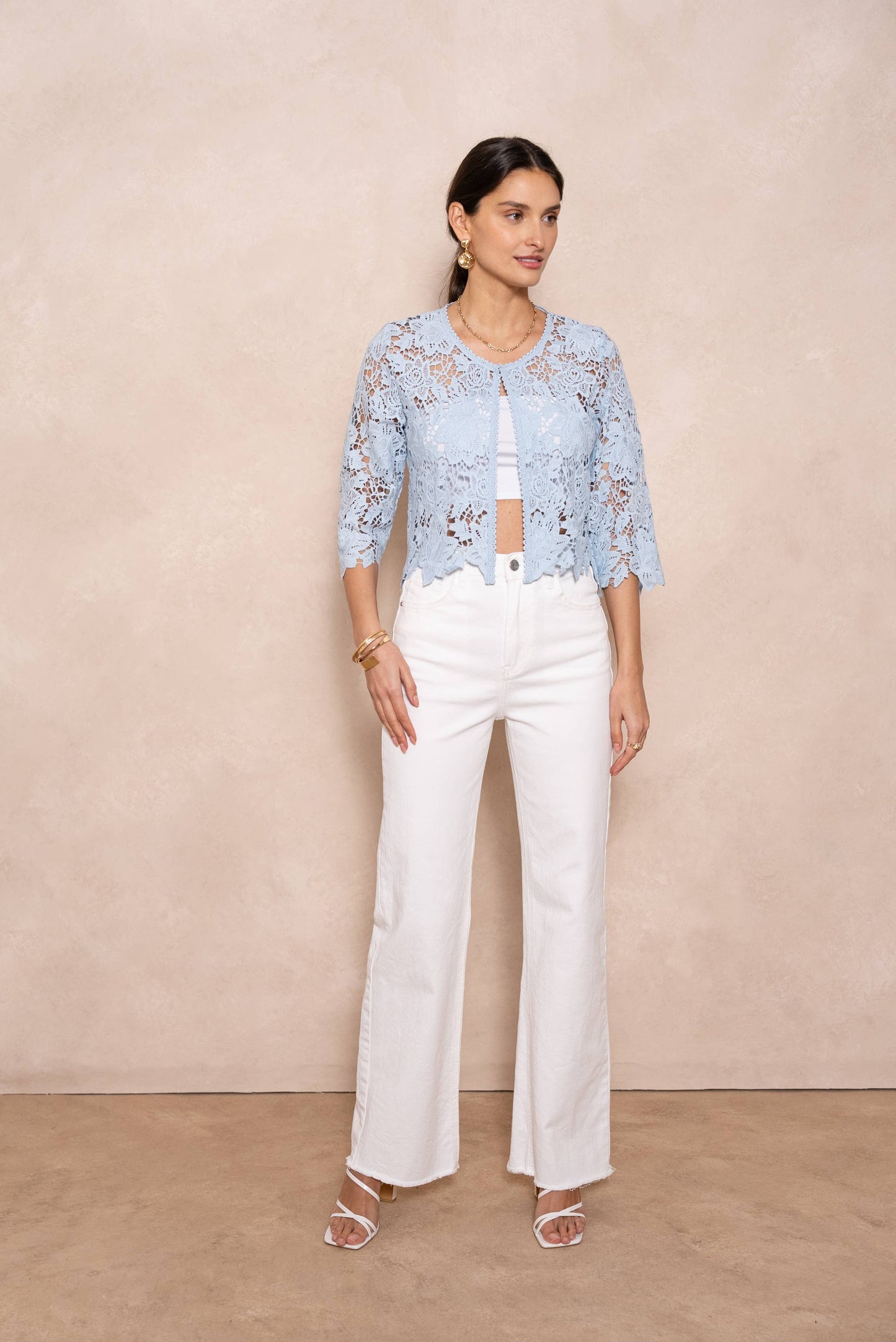 Selena Bolero-Weste aus Guipure-Spitze - Himmelblau