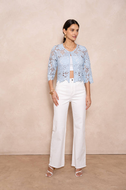 Selena Bolero-Weste aus Guipure-Spitze - Himmelblau