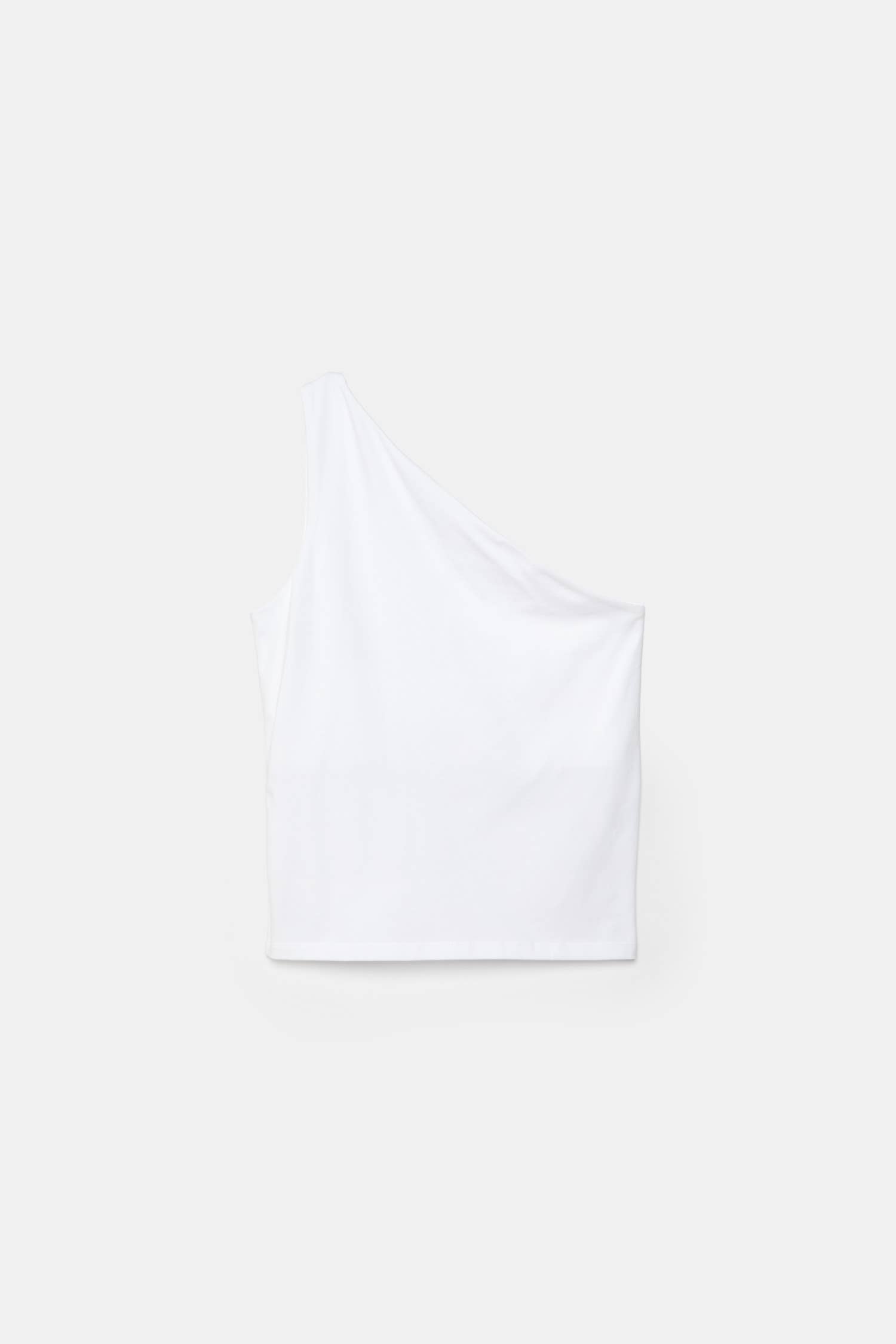 Lanidor One-Shoulder-Top Weiß Baumwolle