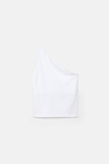 Lanidor One-Shoulder-Top Weiß Baumwolle