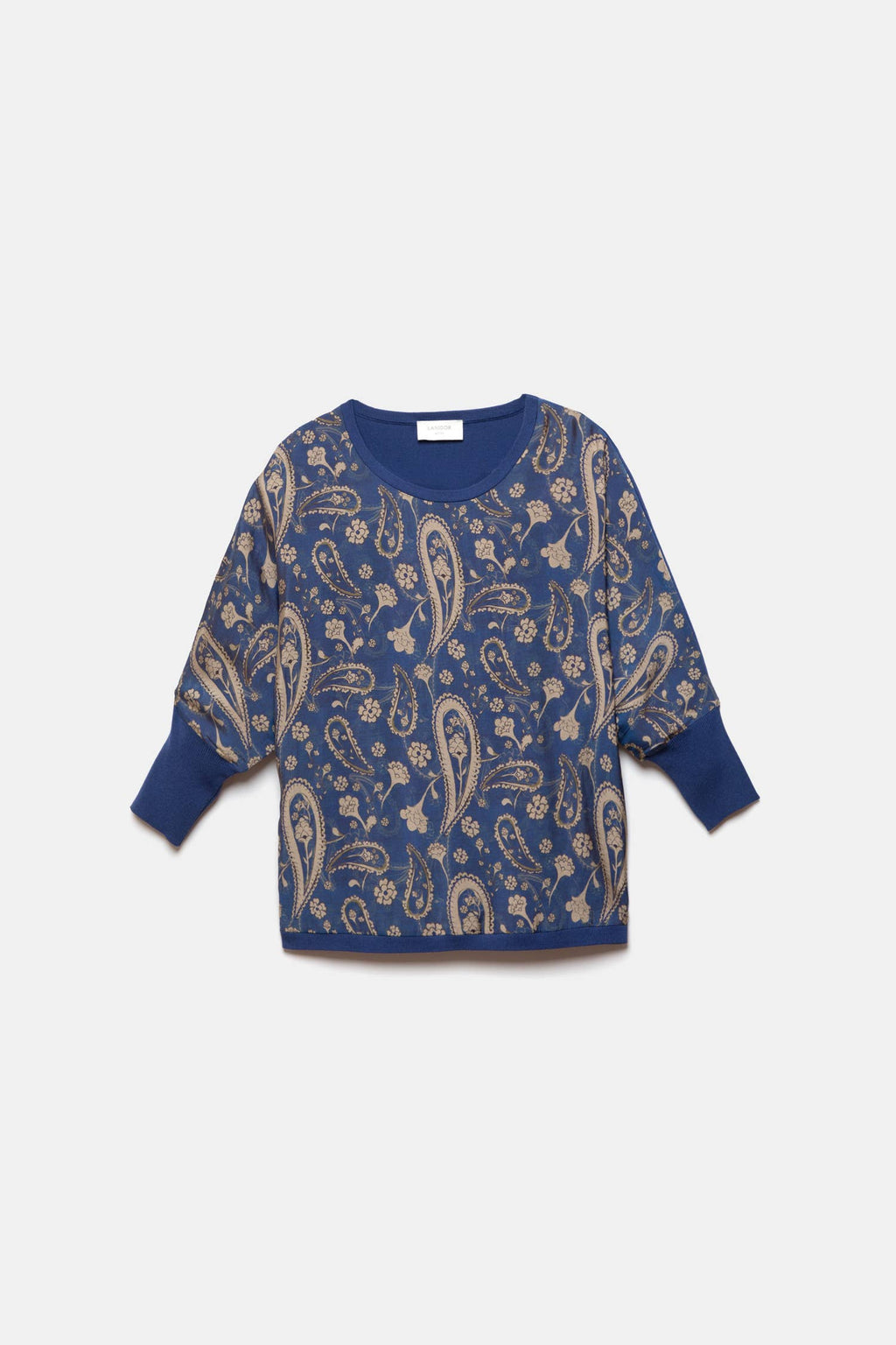 Lanidor Pullover - Paisleyprint - Materialmix in Blau