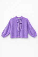 Flauschige Strickjacke mit Schluppen-Kragen: Puder