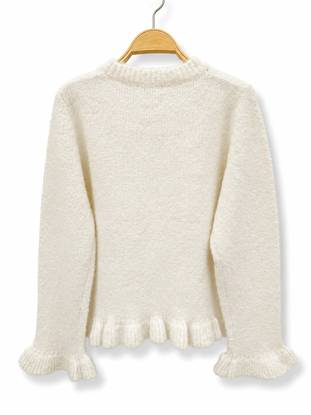 Audrey Paris Strickpullover mit Rüschen Creme
