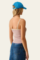 Q2 Beiges Trägertop mit fliederfarbenen Streifen und Trägern - Beige | Rippstrick