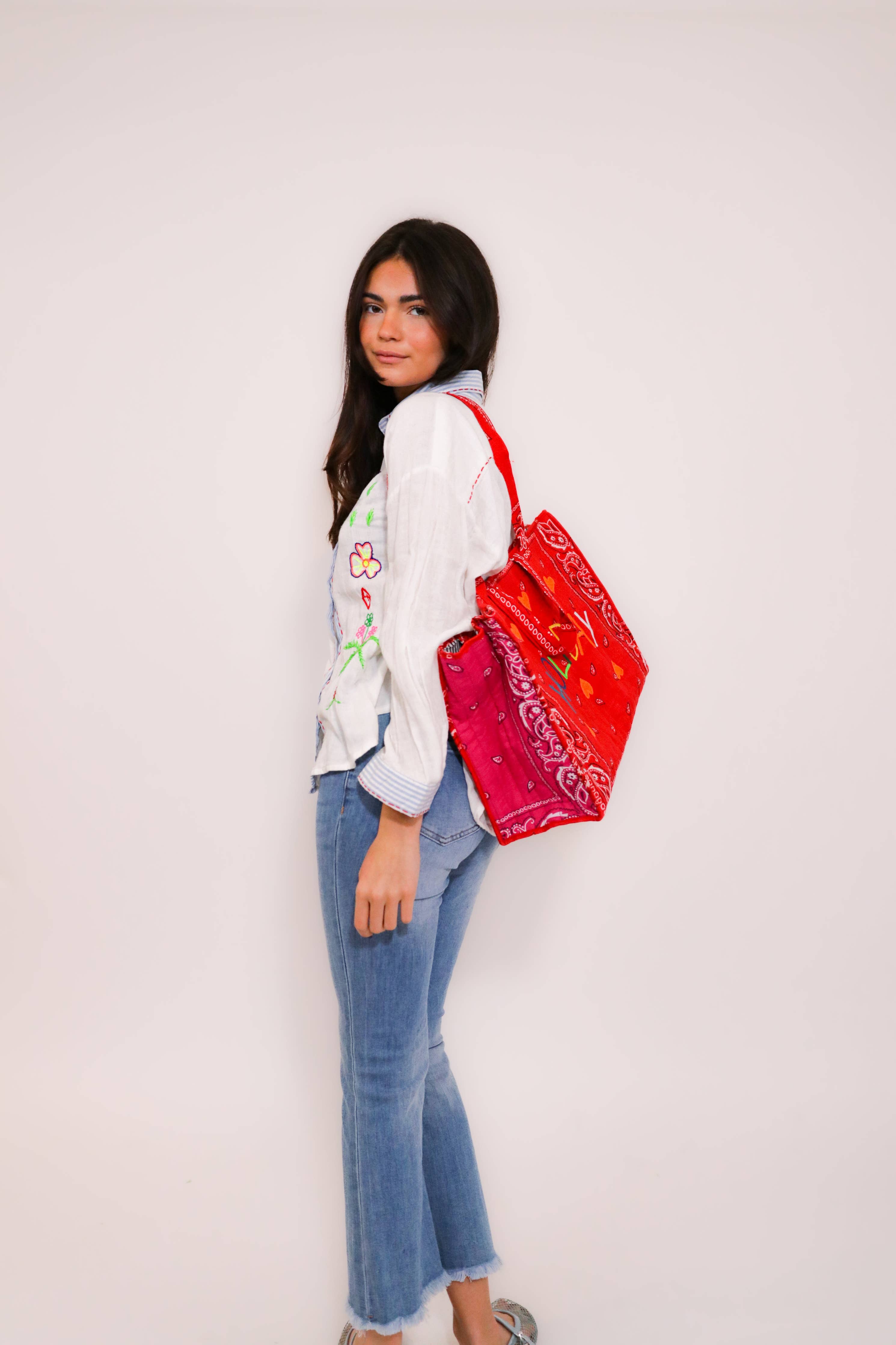 The Corner Bestickte Hemdbluse Weiß mit Streifendetails - Baumwolle