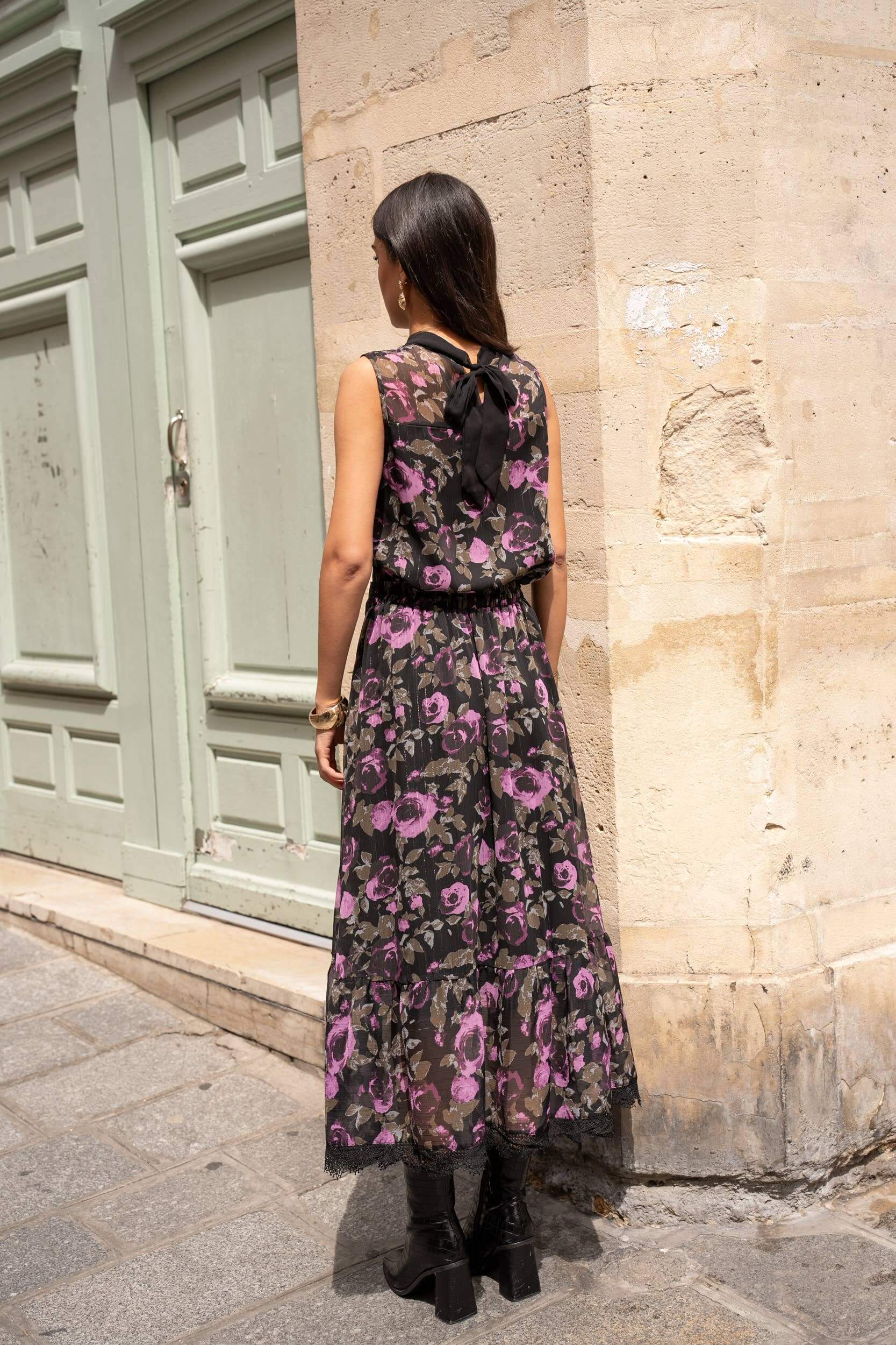 Choklate Paris - Asymmetrischer Midirock mit Rosenmuster