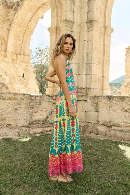Piti Cuiti Jumpsuit "Ipanema" Rückenfreier Boho-Jumpsuit mit buntem Mustermix