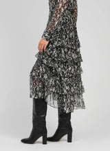 An'ge Paris Rock Rashley - Langer Rock mit Print in Schwarz - Romantischer Stil