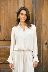 Choklate Paris Bluse Reese mit Rüschenkragen Beige