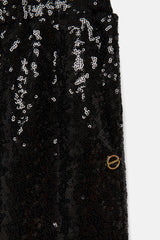 Lanidor - Schwarze Paillettenhose - Straight fit - elastischer Bund