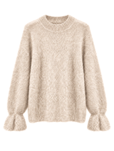 Hochwertiger Mohair-Pullover mit Volant-Ärmeln: Burnt Maroon / Einheitsgröße