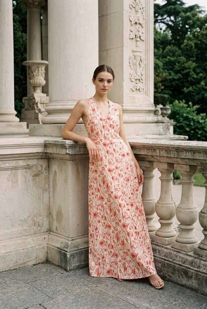 Choklate Paris Maxikleid Rouge aus Baumwolle | Florales Sommerkleid im French Style
