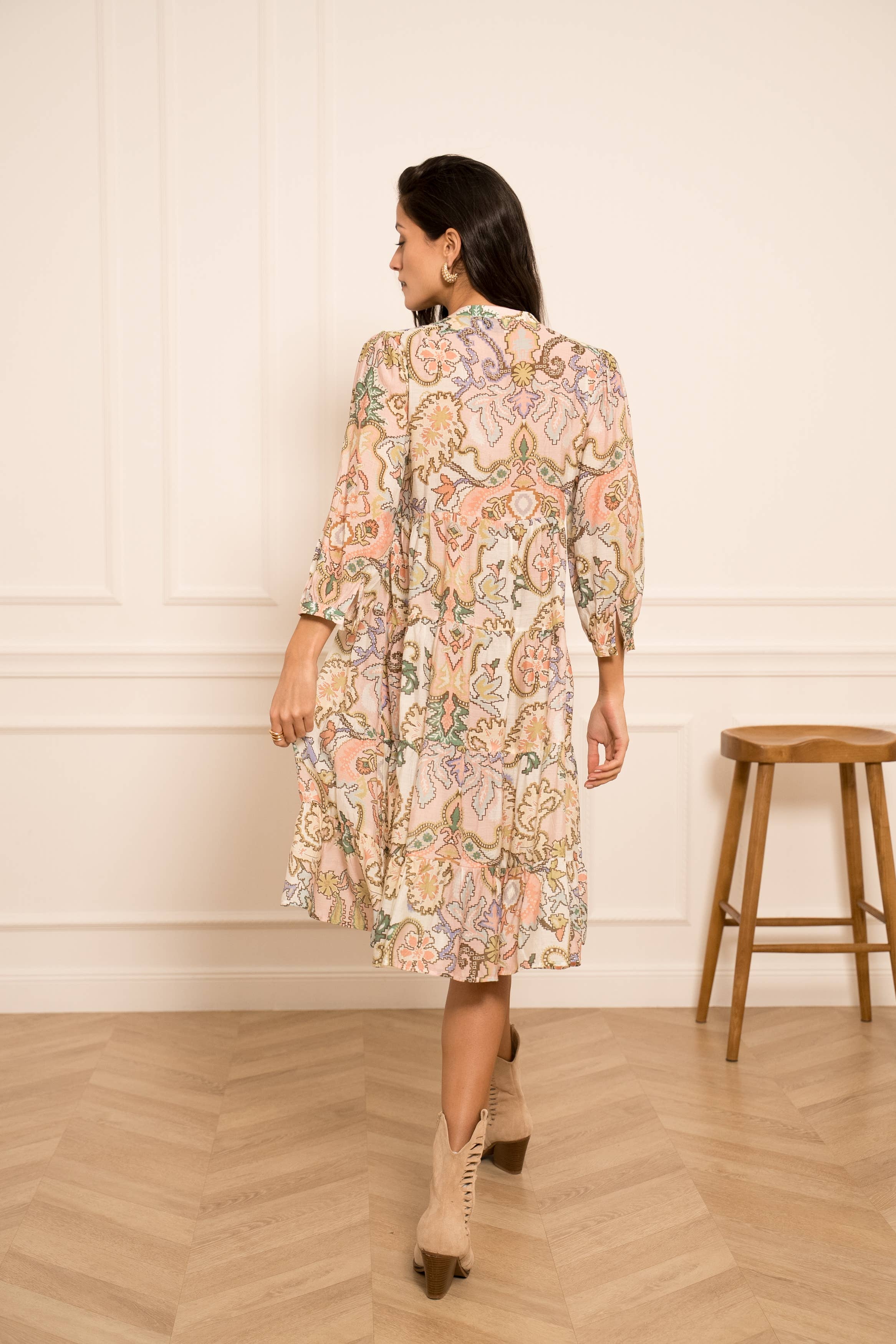 Choklate Paris Sienna Sommerkleid in Midi-Länge - Rose