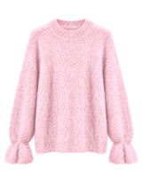 Hochwertiger Mohair-Pullover mit Volant-Ärmeln: Taupe / Einheitsgröße