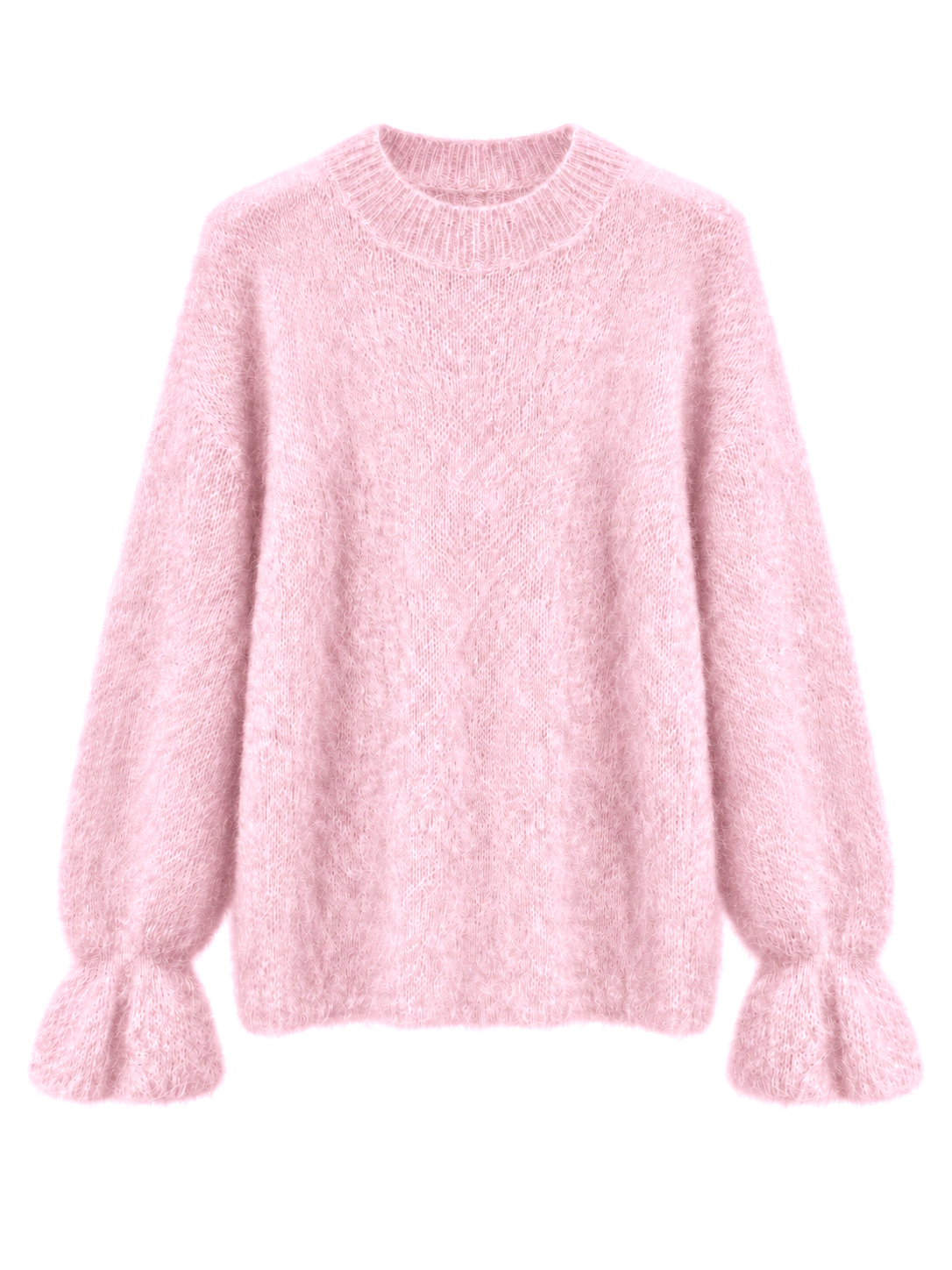 Hochwertiger Mohair-Pullover mit Volant-Ärmeln: Bubblegum / Einheitsgröße