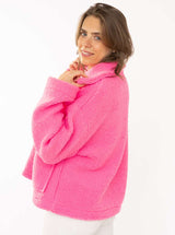 Zwillingsherz Jacke - Teddyfell - "City Life" - Neon-Pink