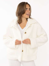 Zwillingsherz Jacke - Teddyfell - "City Life" - Creme-Weiß